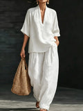 Women's Loose Casual Comfortable Solid Color 2-Piece Set Spring/Summer 2026 Fashion European American Cross-Border Style