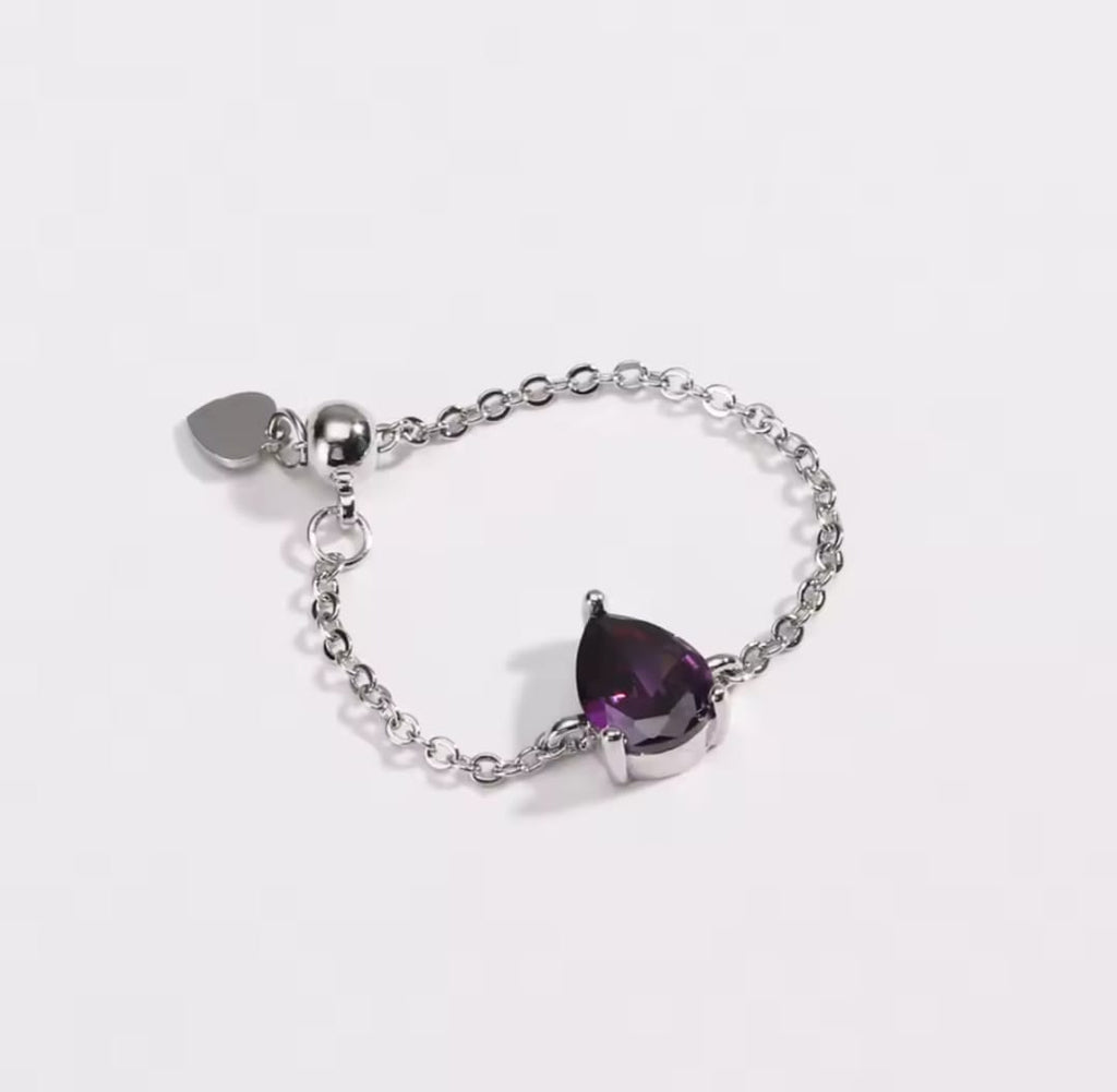 Bague Chaîne  Goutte d'Améthyste