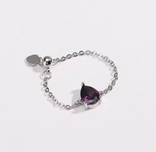 Bague Chaîne  Goutte d'Améthyste
