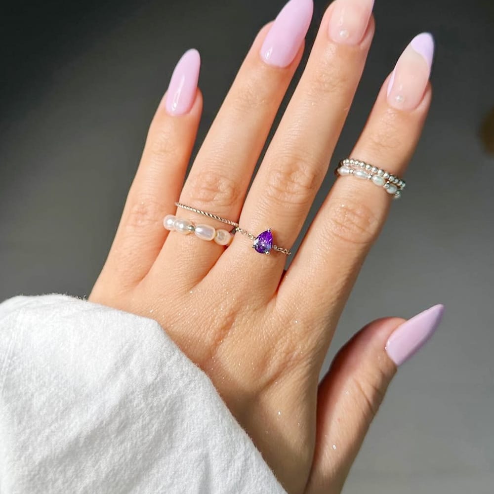 Bague Chaîne  Goutte d'Améthyste