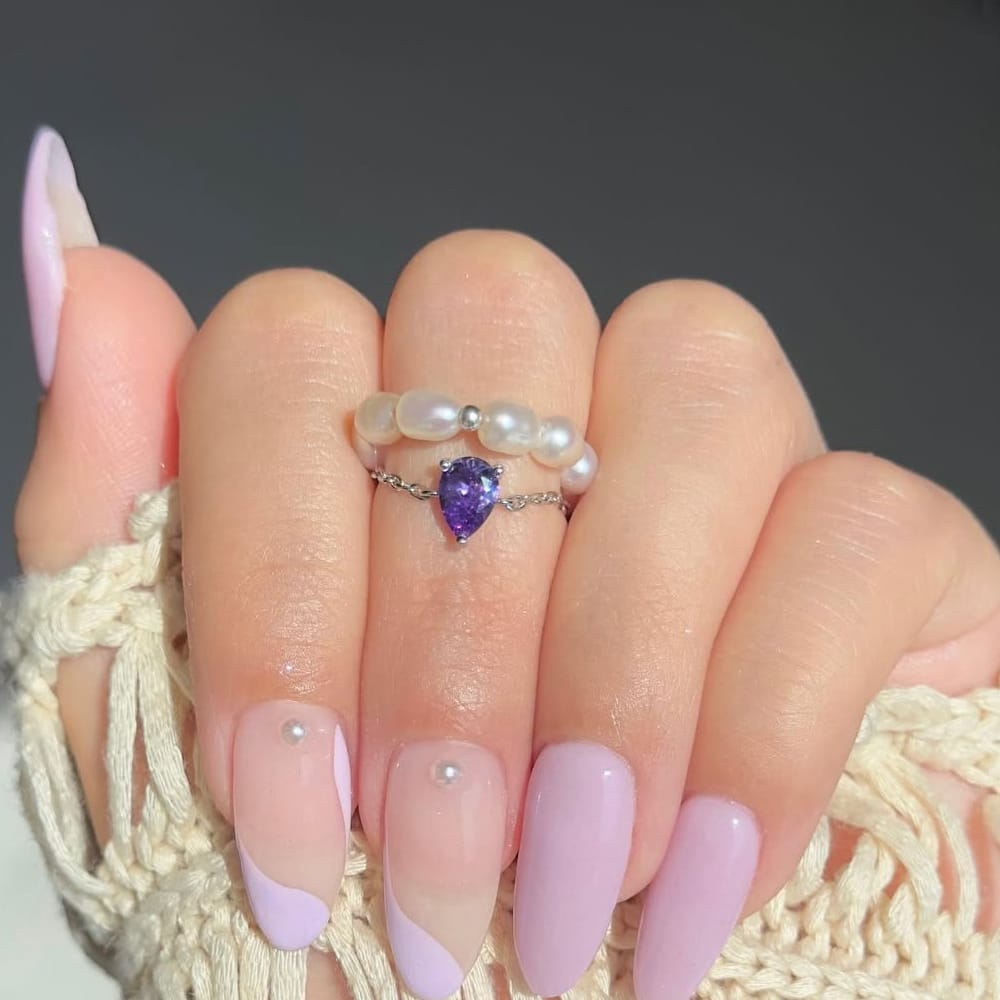 Bague Chaîne  Goutte d'Améthyste